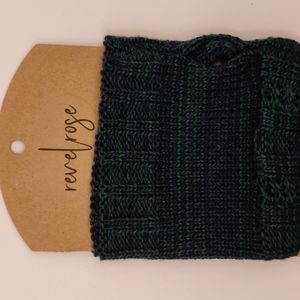Cable knit arm warmers dark green teal, new in packaging